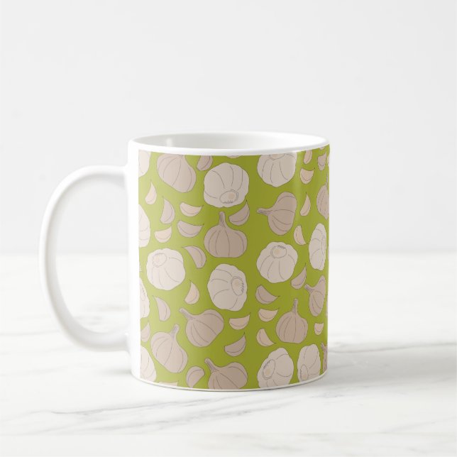 Garlic Pattern - Garlic Cloves & Bulb Coffee Mug (Left)