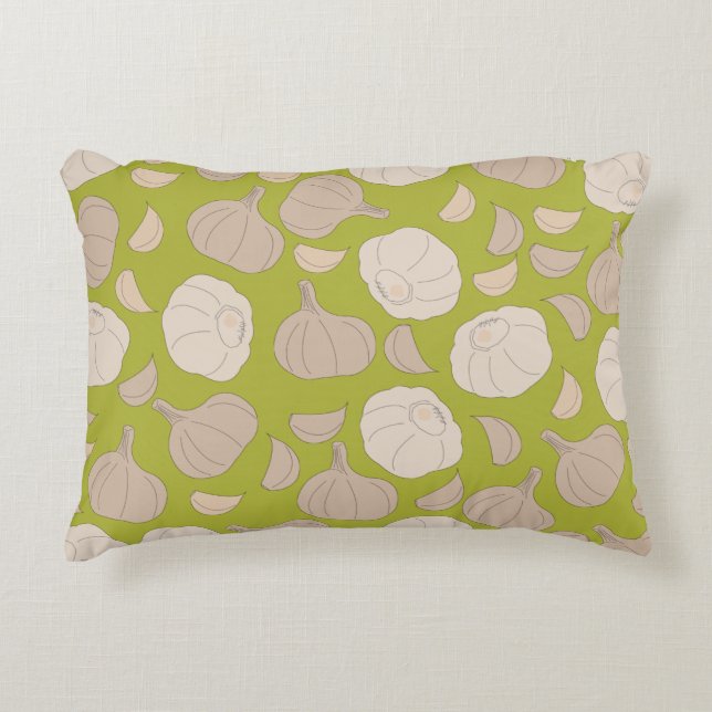 Garlic Pattern - Garlic Cloves & Bulb Decorative Cushion (Front)