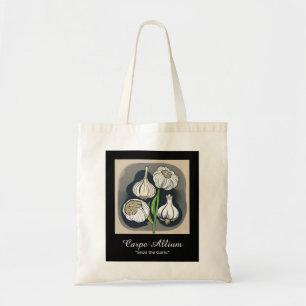 Garlic Quartet: Monochromatic Elegance Tote Bag