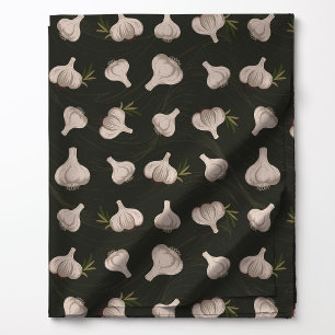 Garlic Rosemary Dark Green Kitchen Botanical Fabric