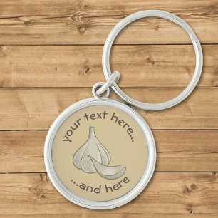 Garlic Woodcut Icon Key Ring