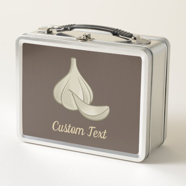 Garlic Woodcut Icon Metal Lunch Box (Front)