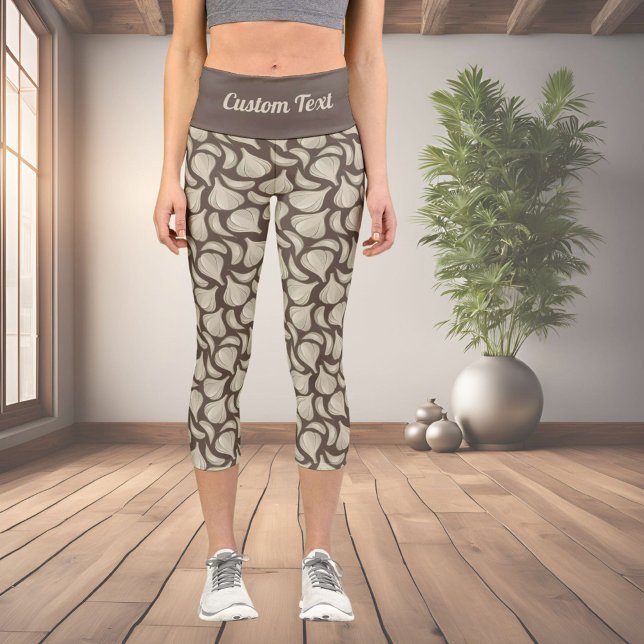 Garlic Woodcut Pattern Capri Leggings (Creator Uploaded)