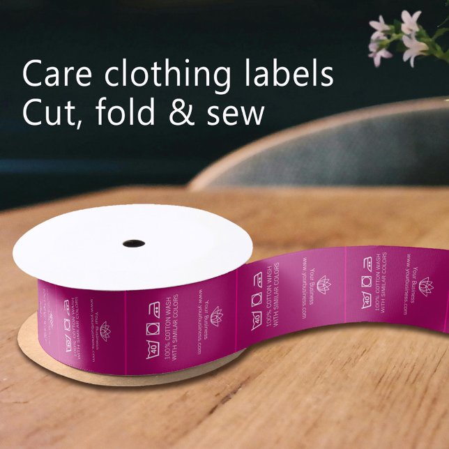 Garment labels Laundry care logos cotton red pink Satin Ribbon (Creator Uploaded)