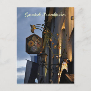 Garmisch-Partenkirchen at night postcard