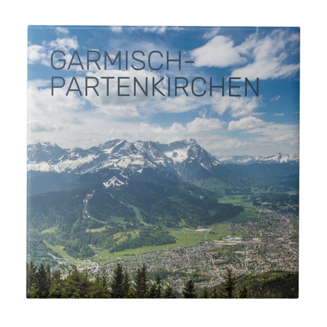 Garmisch-Partenkirchen Bavaria Alps Panorama Gift Ceramic Tile (Front)