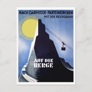 Garmisch Partenkirchen cable car. Mountain peak Postcard