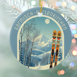 Garmisch-Partenkirchen Germany ski souvenir  Ceramic Ornament