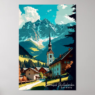 Garmisch Partenkirchen Germany vintage travel Poster