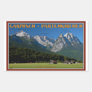 Garmisch - The Zugspitze and Alpspitze Rectangular Sticker