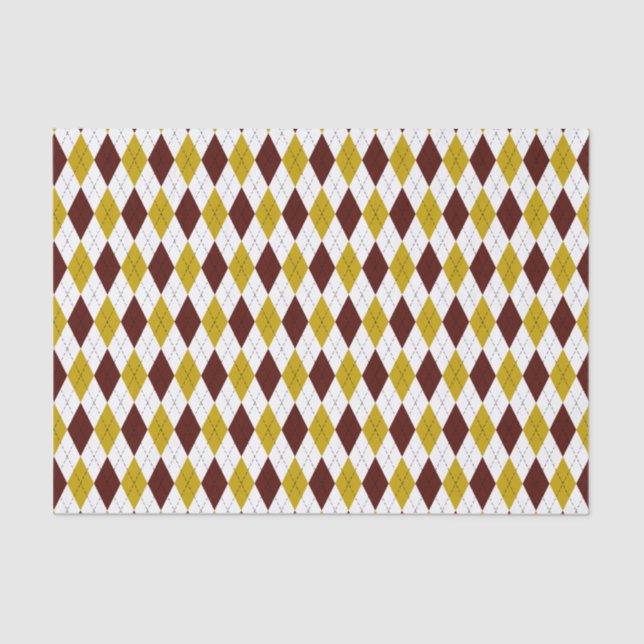 Garnet and Gold Classic Argyle Diamond Pattern Tissue Paper (Front)