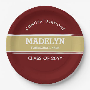 Garnet and Gold Custom Graduation Paper Plate