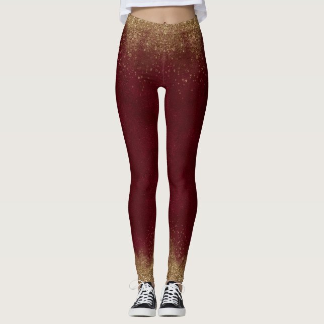 Garnet and Gold Elegant Leggings (Front)