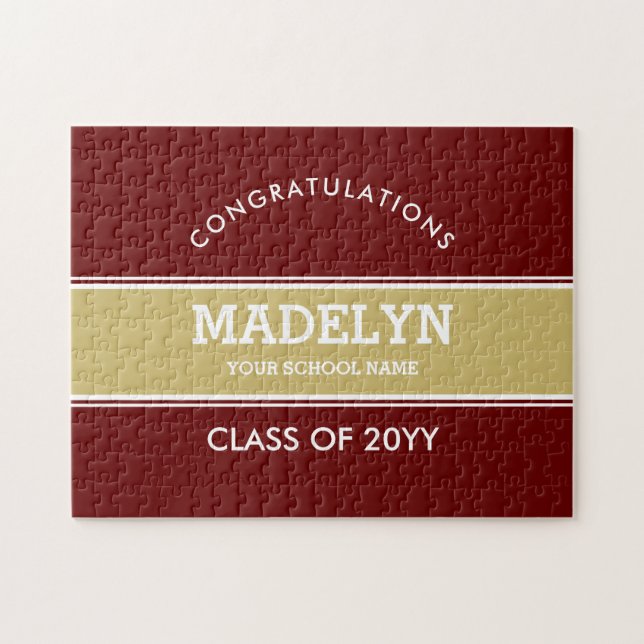 Garnet and Gold Graduation Custom Jigsaw Puzzle (Horizontal)