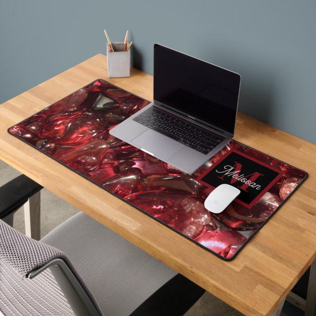 Garnet Birthstone Monogram Personalised Name Desk Mat (Office 2)