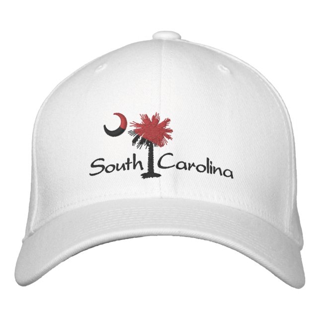 Garnet/Black South Carolina Palmetto Moon Embroide Embroidered Hat (Front)