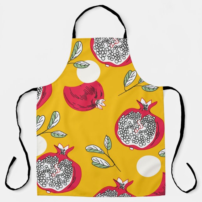 Garnet fruit hand drawn seamless pattern. Vintage  Apron (Front)