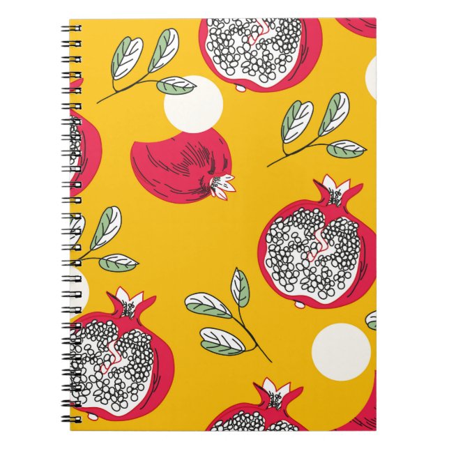 Garnet fruit hand drawn seamless pattern. Vintage  Notebook (Front)