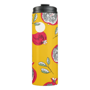 Garnet fruit hand drawn seamless pattern. Vintage Thermal Tumbler