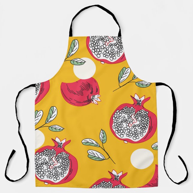 Garnet Fruit: Hand-Drawn Vintage Pattern. Apron (Front)