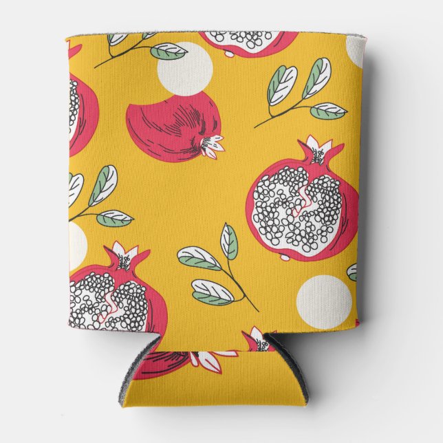 Garnet Fruit: Hand-Drawn Vintage Pattern. Can Cooler (Front)