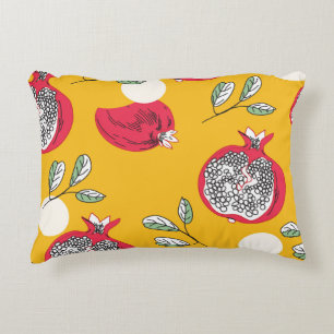 Garnet Fruit: Hand-Drawn Vintage Pattern. Decorative Cushion
