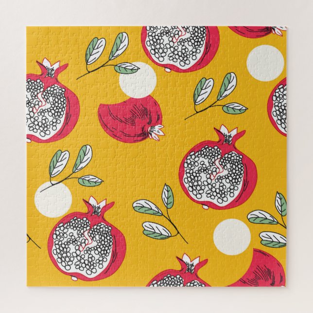 Garnet Fruit: Hand-Drawn Vintage Pattern. Jigsaw Puzzle (Vertical)