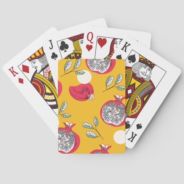 Garnet Fruit: Hand-Drawn Vintage Pattern. Playing Cards (Back)