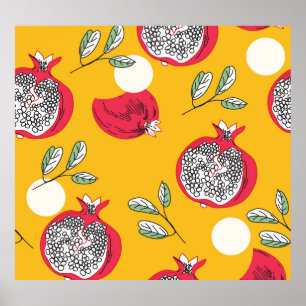 Garnet Fruit: Hand-Drawn Vintage Pattern. Poster