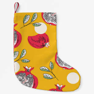 Garnet Fruit: Hand-Drawn Vintage Pattern. Small Christmas Stocking