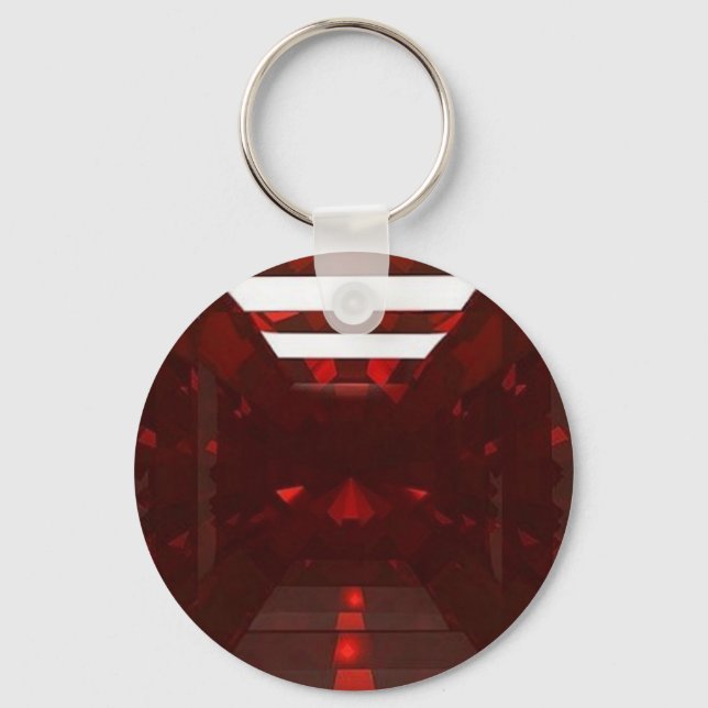 Garnet Gemstone January Birthstone by Sharles Key Ring (Front)