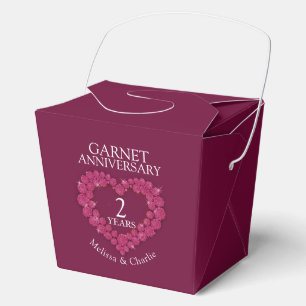 Garnet heart 2nd wedding anniversary custom red favour box