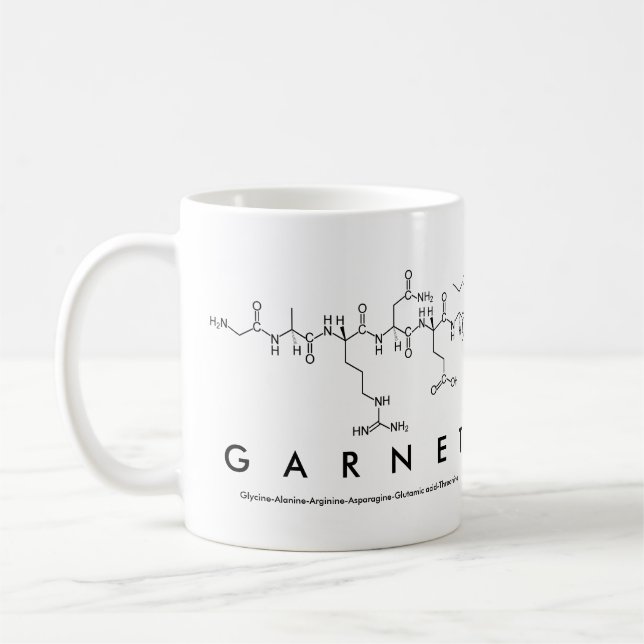 Garnet peptide name mug (Left)