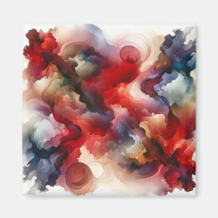 Garnet Red Smokey Abstract Watercolor Cloud Magnet