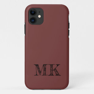 Garnet Solid Colour   Minimal Initial  iPhone 11 Case