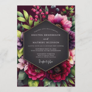 Garnet Vivid Bouquet Wedding Invitation