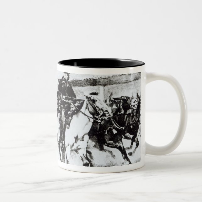 Garret brings in Billy the Kid, 1880 Two-Tone Coffee Mug (Right)