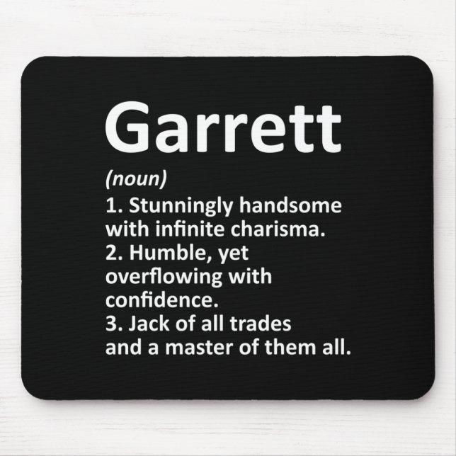 Garrett Definition Personalised Name Funny Mouse Pad (Front)