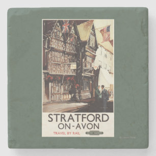 Garrick Inn and Harvard House Rail Poster Stone Coaster