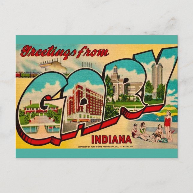 Gary Indiana Greeting Postcard (Front)