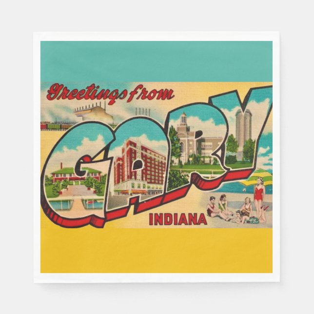 Gary Indiana Greeting Postcard Napkin (Front)