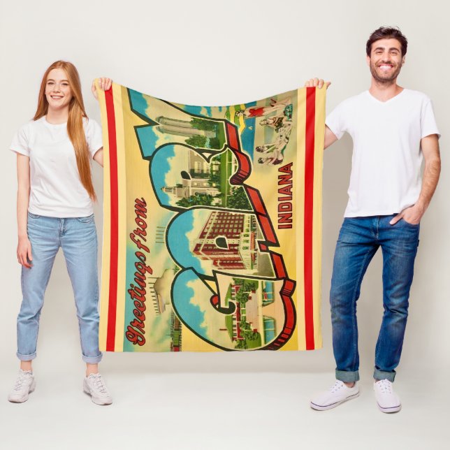 Gary Indiana Postcard Throw Fleece Blanket (In Situ)