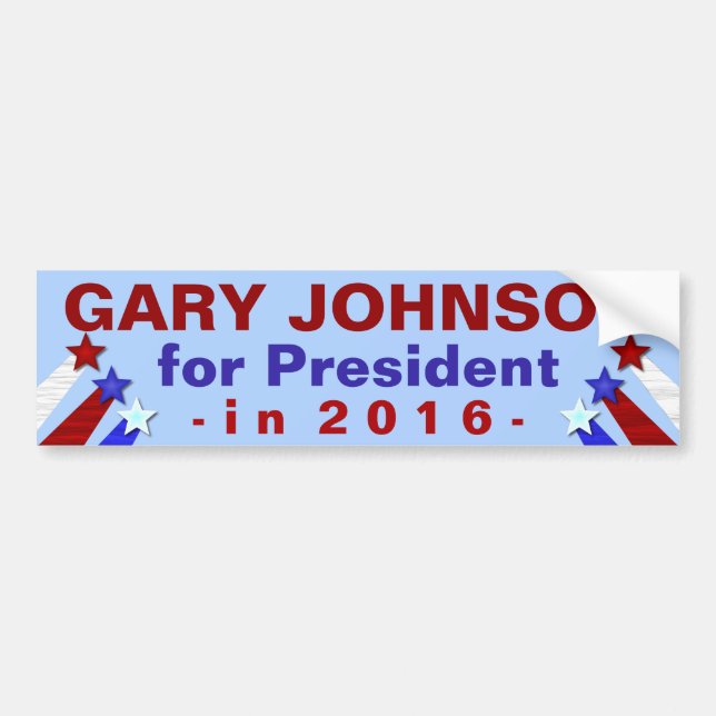 Gary Johnson President 2016 Election Libertarian Bumper Sticker (Front)
