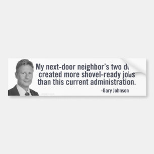 Gary Johnson Shovel-Ready Bumper Sticker
