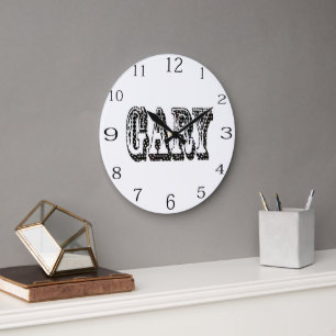 "Gary’s Name In A Dimensional Check" Large Clock
