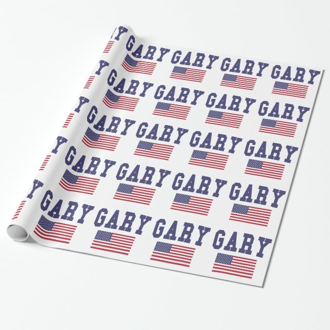 Gary US Flag Wrapping Paper (Unrolled)