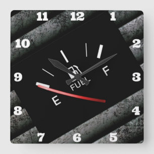Gas Gauge Indicator Square Wall Clock