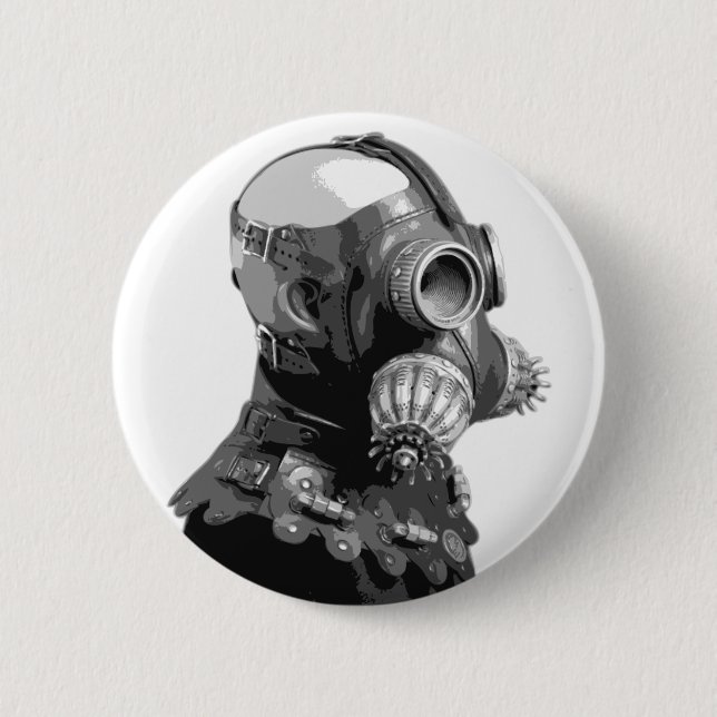 Gas Mask 6 Cm Round Badge (Front)