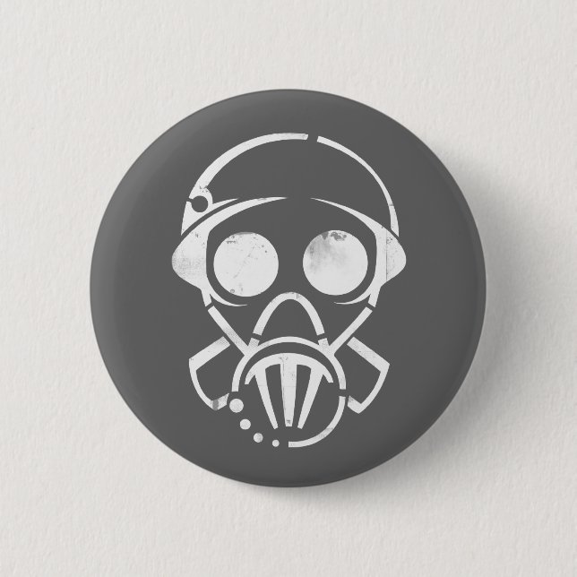 gas mask [button] 6 cm round badge (Front)