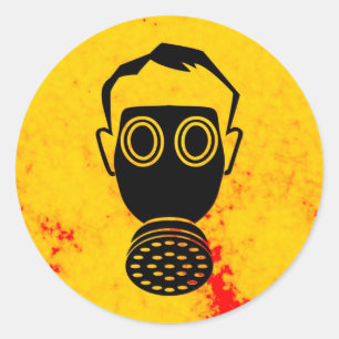 gas mask classic round sticker